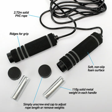 Adjustable Jump Rope with Weighted Handles - Intermediate - 2.72m